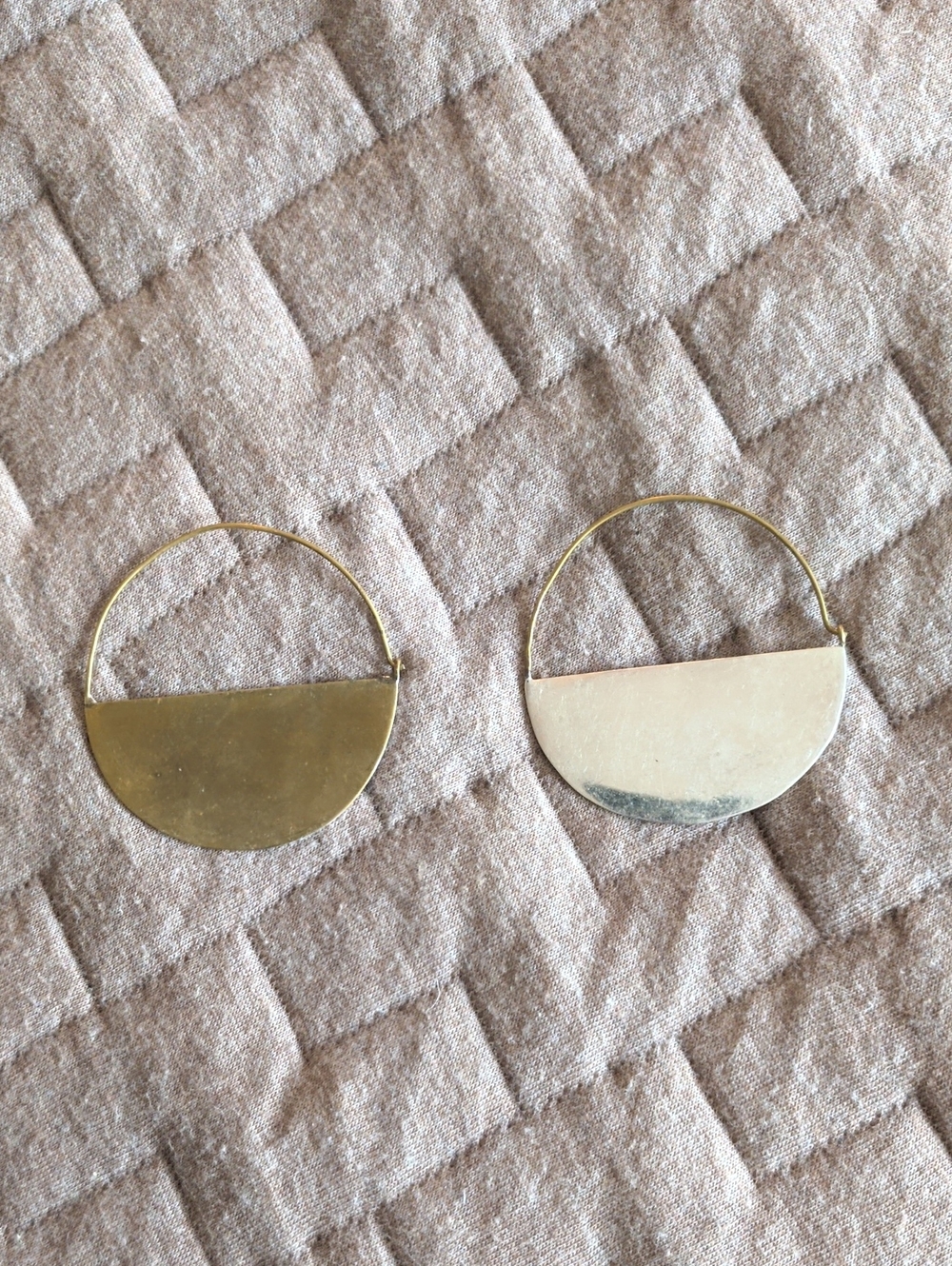 Anthropologie Silver And Gold-tone Half-Moon Hoop Earrings